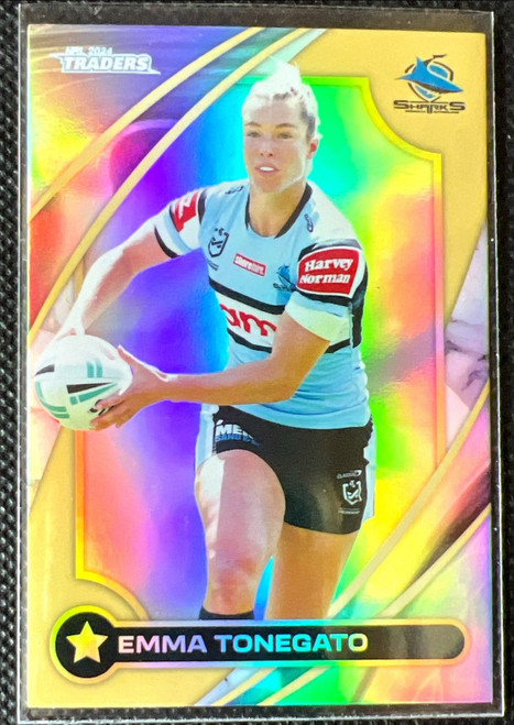 2024 NRL TRADERS TITANIUM EMMA TONEGATO CRONULLA SHARKS WOMENS GOLD CARD WG17/60