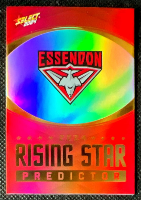 2024 AFL FOOTY STARS ESSENDON BOMBERS RISING STAR GOLD PREDICTOR CARD 04/315