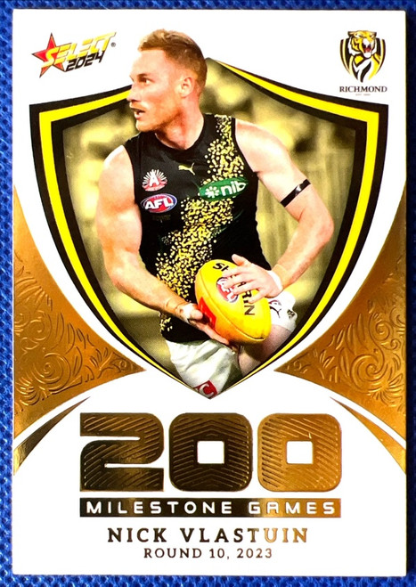 2024 AFL FOOTY STARS MILESTONE MG79 NICK VLASTUIN  RICHMOND TIGERS 200 GAME CARD