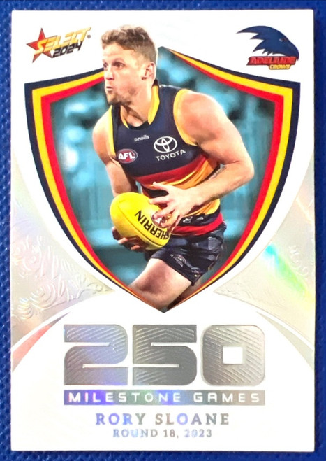2024 AFL FOOTY STARS MILESTONE MG04 RORY SLOANE ADELAIDE CROWS 150 GAME CARD
