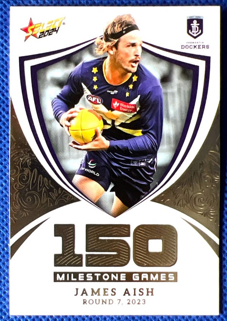 2024 AFL FOOTY STARS MILESTONE MG34 JAMES AISH FREMANTLE DOCKERS 150 GAME CARD