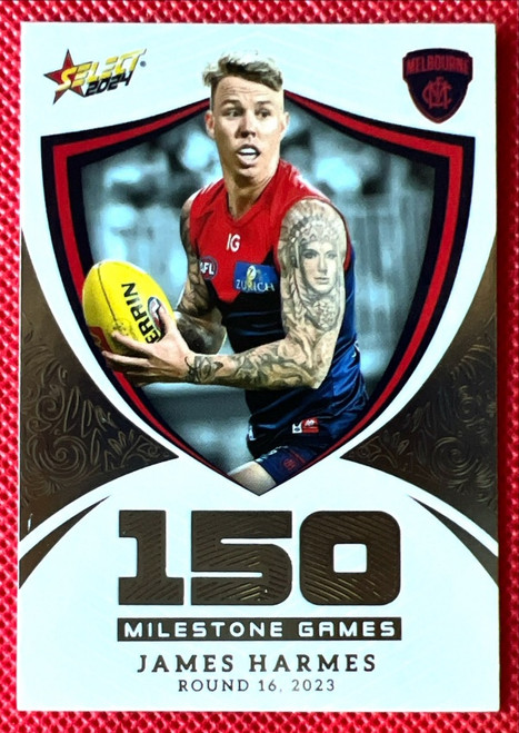 2024 AFL FOOTY STARS MILESTONE MG64 JAMES HARMES MELBOURNE DEMONS 150 GAME CARD