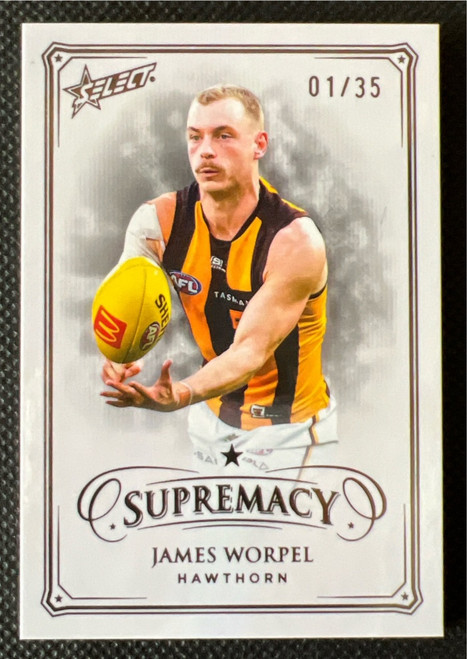 2024 AFL SUPERMACY JAMES WORPEL HAWTHORN HAWKS BLACK PEARL CARD  01/35