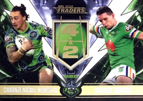 2020 NRL Traders Canberra Raiders 4&2 CHARNZE NICOLL-KLOKSTAD -JARROD CROKER Card