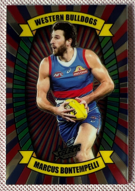 2025 AFL SELECT HOBBY BOX MARCUS BONTEMPELLI WESTERN BULLDOGS LUMINOUS CARNIVAL CARD