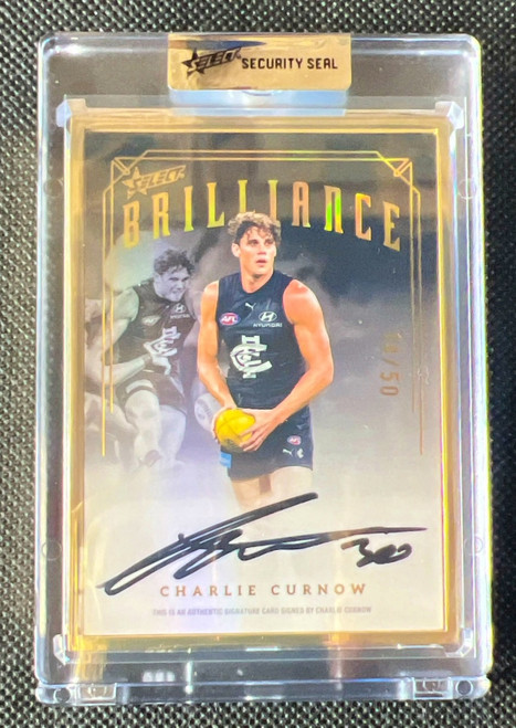 2025 AFL SELECT BRILLIANCE CHARLIE CURNOW CARLTON BLUES SIGNATURE CARD 14/50