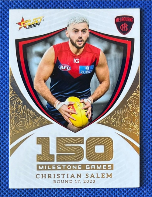 2024 AFL FOOTY STARS MILESTONE MG66 CHRISTIAN SALEM MELBOURNE DEMONS 150 GAME CARD