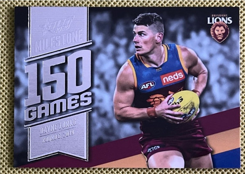 2020 AFL FOOTY STARS MILESTONE MG07 DAYNE ZORKO BRISBANE LIONS 150 GAME CARD