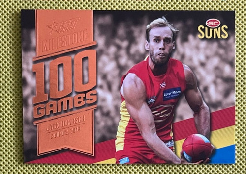 2020 AFL FOOTY STARS MILESTONE MG38 JACK HOMBSCH GOLD COAST SUNS 100 GAME CARD