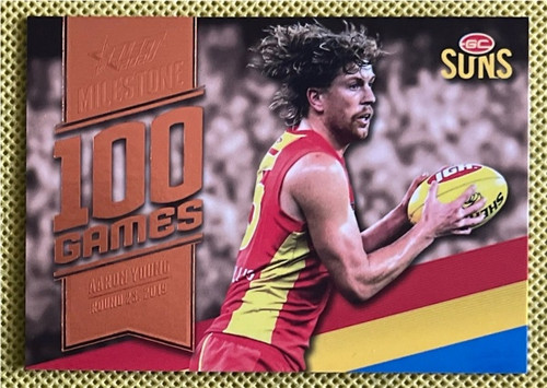 2020 AFL FOOTY STARS MILESTONE MG43 AARON YOUNG GOLD COAST SUNS 100 GAME CARD