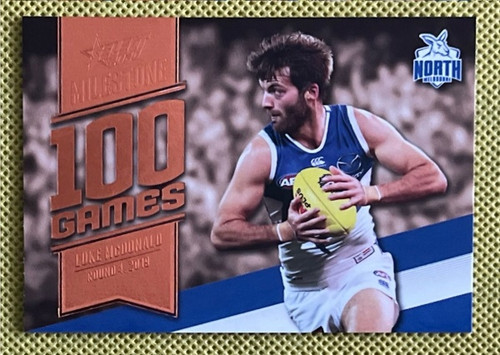 2020 AFL FOOTY STARS MILESTONE MG55 LUKE McDONALD NORTH MELBOURNE KANGAROOS 100 GAME CARD
