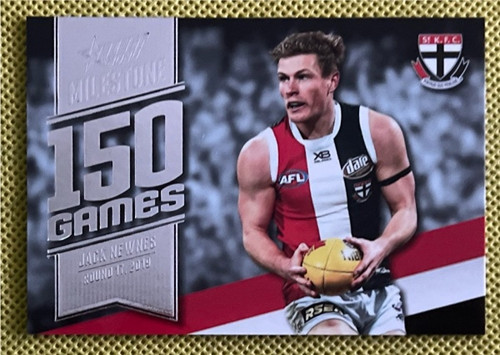 2020 AFL FOOTY STARS MILESTONE MG73 JACK NEWNES ST KILDA SAINTS 150 GAME CARD
