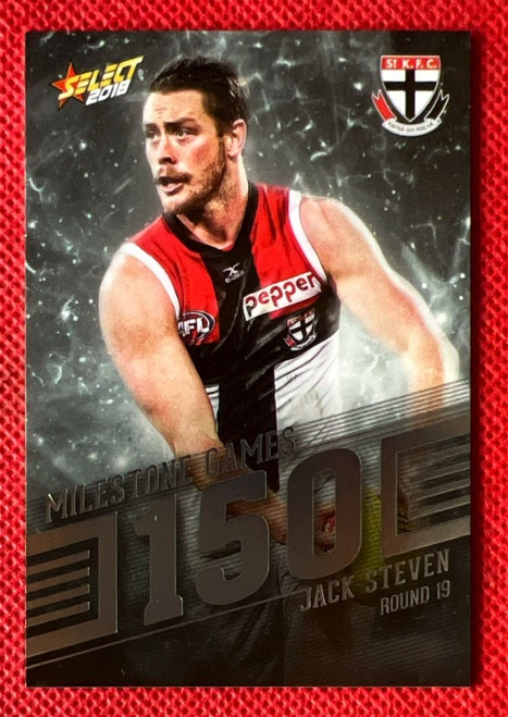 2018 AFL SELECT FOOTY STARS MG95 JACK STEVEN ST KILDA SAINTS 150 GAME MILESTONE CARD