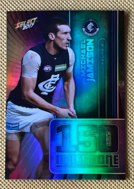 2017 AFL SELECT FOOTY STARS MG10 MICHAEL JAMISON CARLTON BLUES 150 GAME MILESTONE CARD