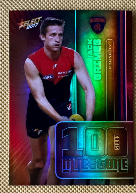 2017 AFL SELECT FOOTY STARS MG44 JACK GRIMES MELBOURNE DEMONS 100 GAME MILESTONE CARD