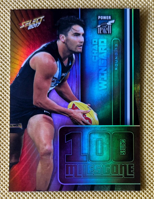 2017 AFL SELECT FOOTY STARS MG49 JAMIE MG50 CHAD WINGARD PORT ADELAIDE POWER 100 GAME MILESTONE CARD