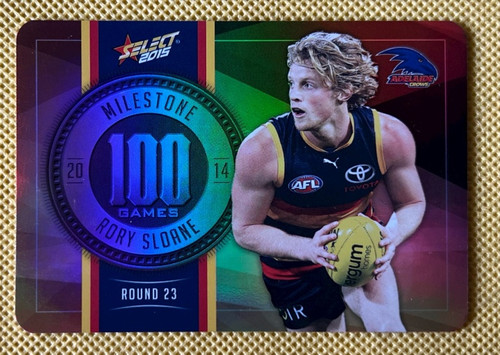 2015 AFL SELECT FOOTY  STARS MG07 RORY SLOANE ADELAIDE CROWS 100 GAME MILESTONE CARD