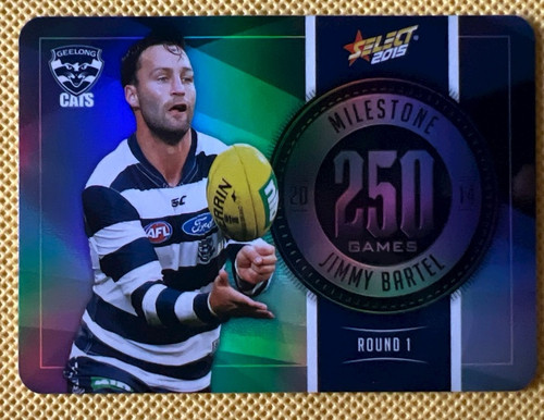 2015 AFL SELECT FOOTY  STARS MG33 JIMMY BARTEL GEELONG CATS 250 GAME MILESTONE CARD