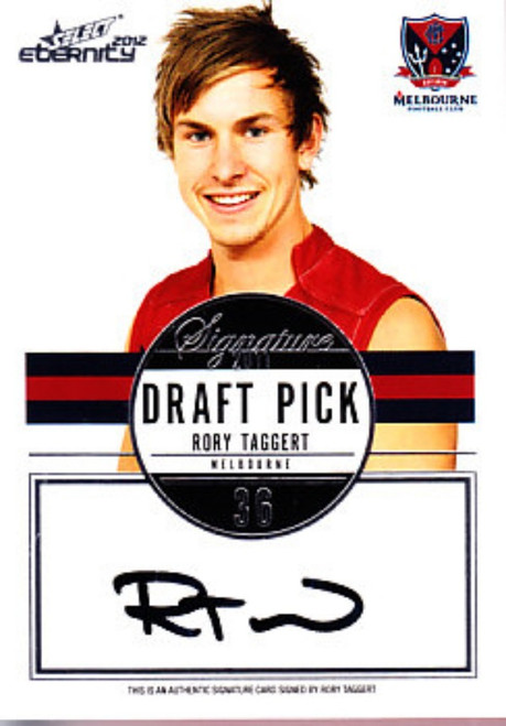 2012 Select Eternity AFL RORY TAGGERT Melbourne Demons Draft Pick Signature Card