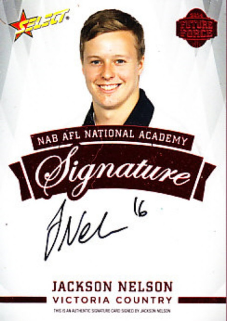 2014 Select Future Force AFL JACKSON NELSON Red Draft Signature Card