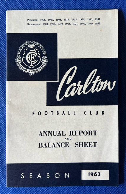 1963 CARLTON FOOTBALL CLUB ANNUAL REPORT