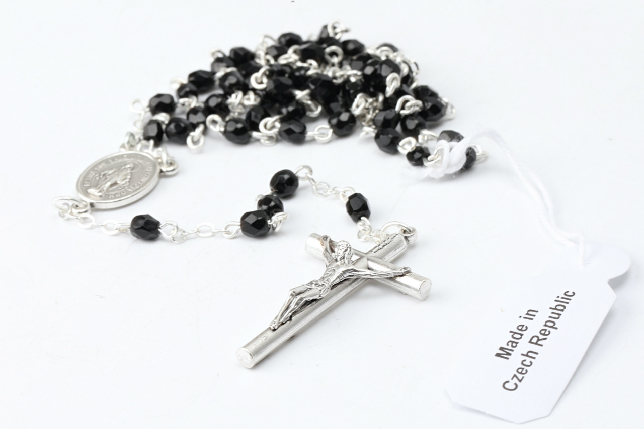 Gunmetal Black Crystal Rosary Chain, 6 mm Silver Wire Wrapped Crystal – A  Girls Gems