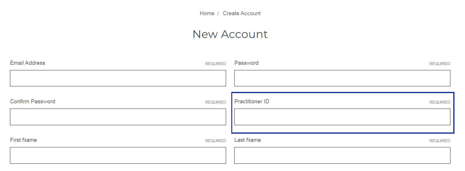 New Account Sign Up Screenshot