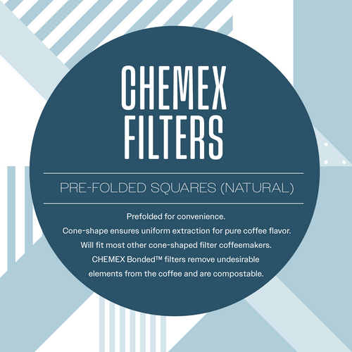 Chemex Bonded™ Filters - pre-folded squares (Natural)