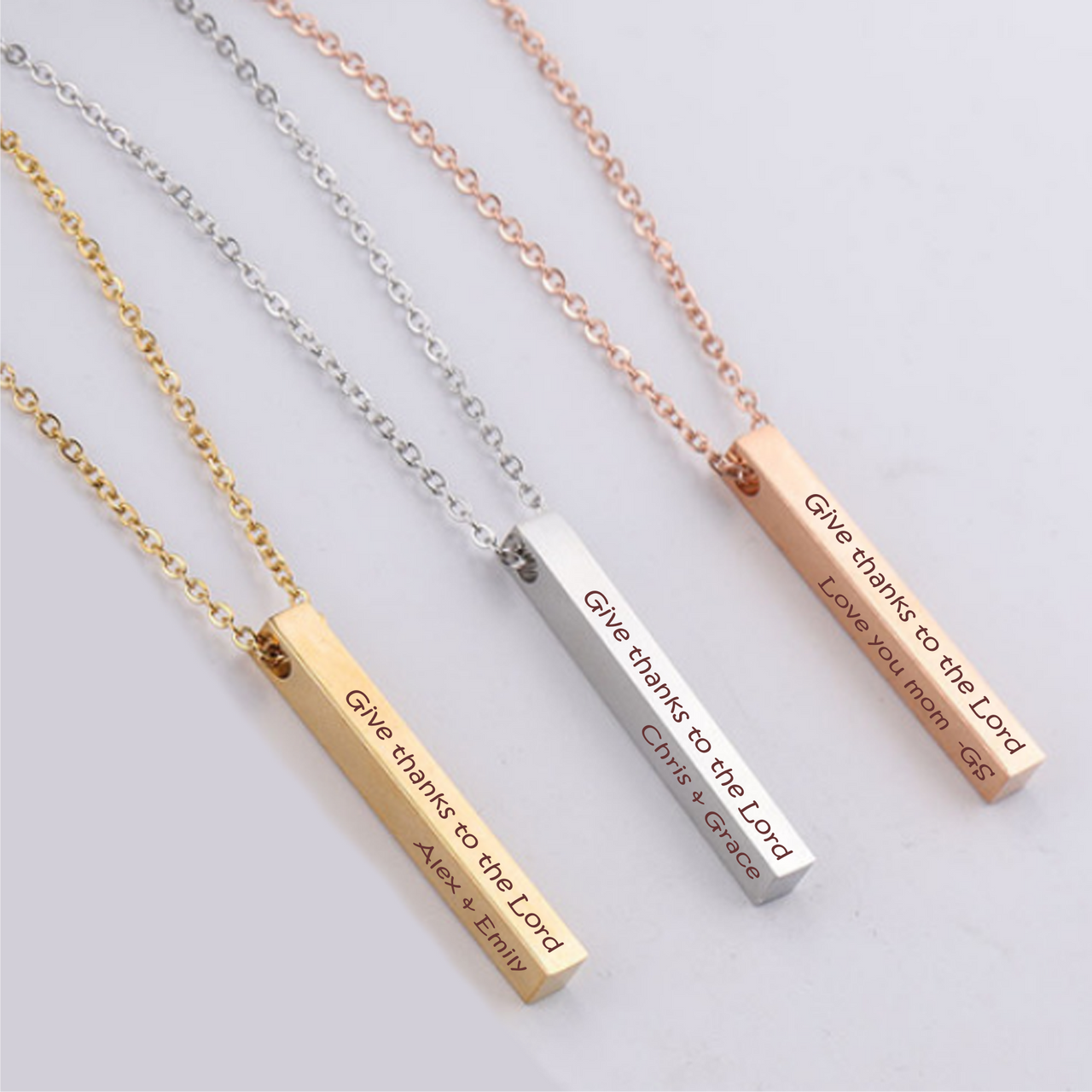 Gift for Mom Personalised Vertical Bar Necklace Mother's Necklace - Your  Choice of Font - Mother's Day Thin Chain Necklace