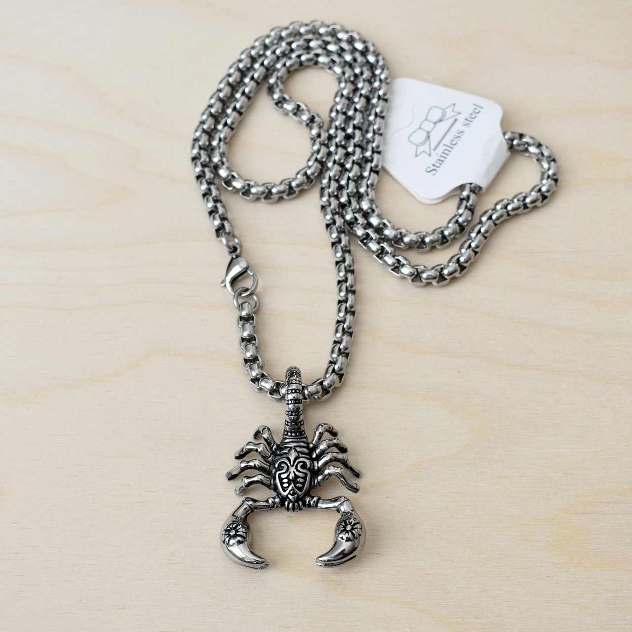 Scorpion Pendant Necklace, Stainless Steel. Black oxidized finish with an  antique touch - Unique Art World Handcraft and Engraving service