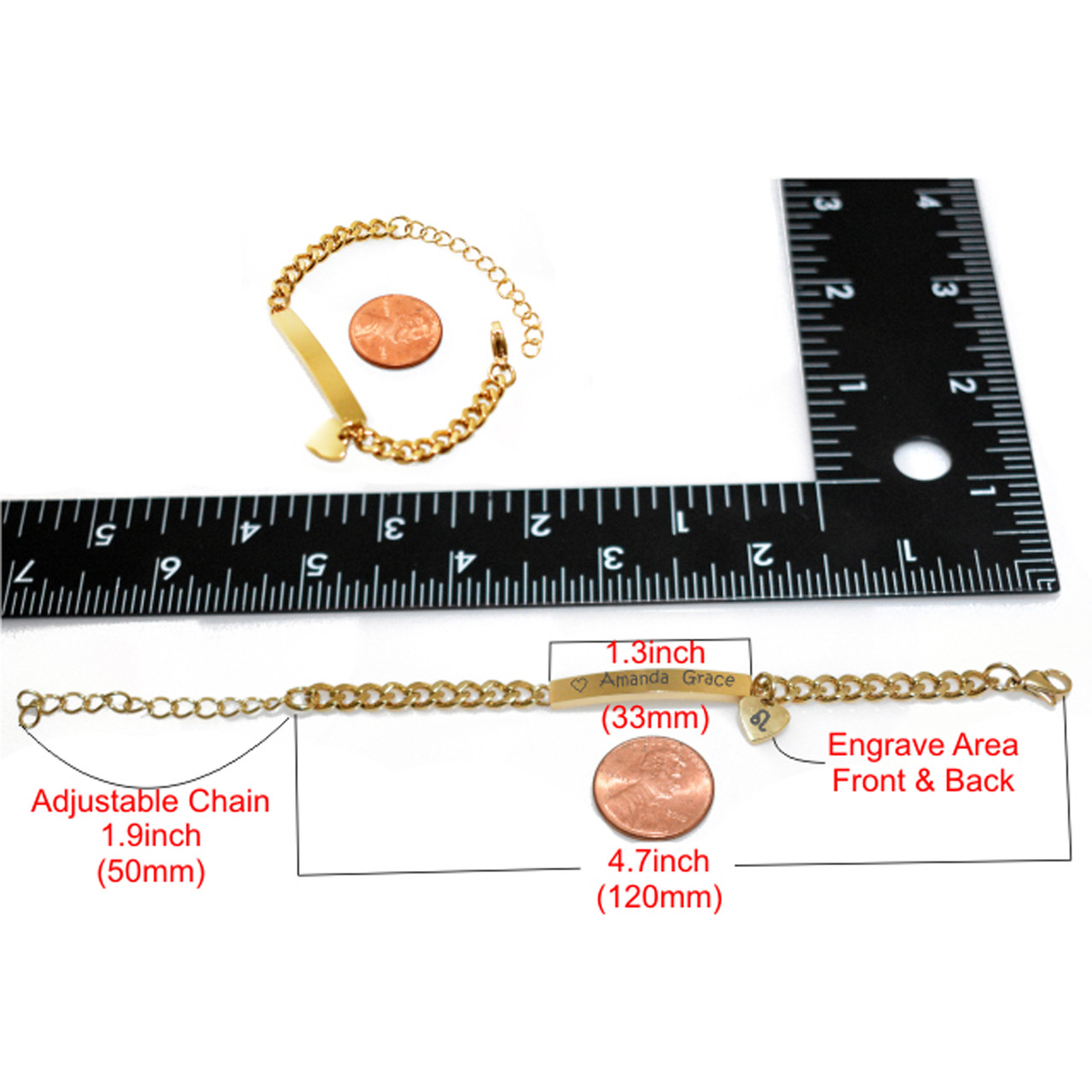 Infant Baby Boy Girl Bracelets, Child ID Bracelets, Adjustable IP Gold  plated Stainless Steel Link Chain Bracelets. - Unique Art World - Handcraft  and Engraving service