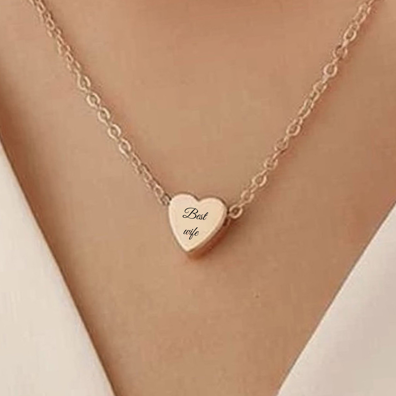 Link Necklace with Custom Engraved Heart