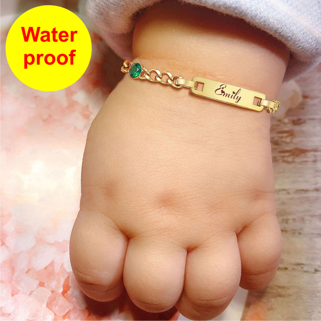 Baby Bracelet, Yellow Baby Bracelet, Personalized Baby Bracelet, Baby Name  Bracelet, Yellow Crystal Baby Bracelet, Little Girl Bracelets