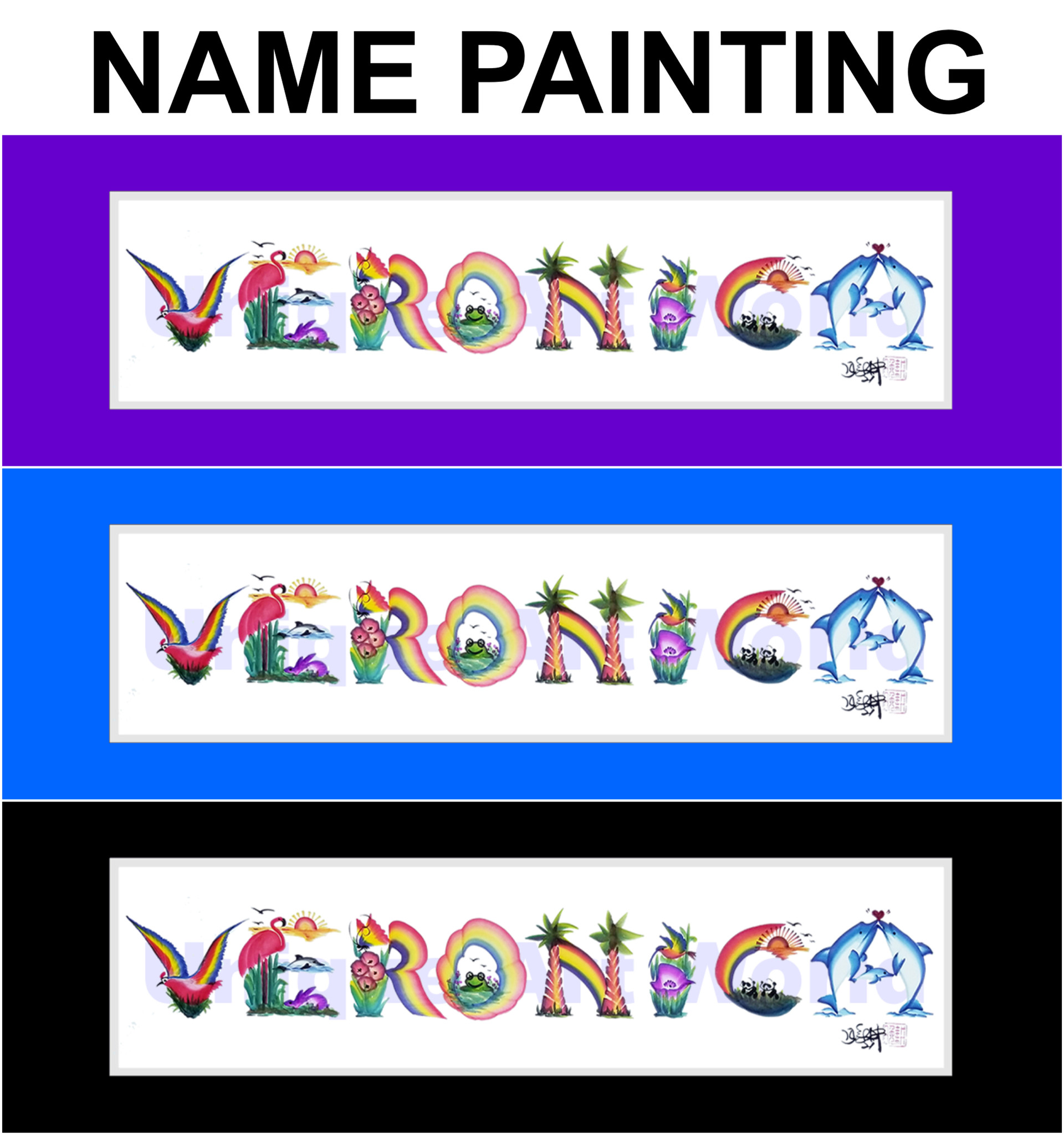 Name art paintings. Korean traditional art, Leather brush art.