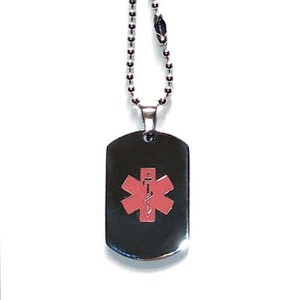 Medical Alert Dog Tag Pendant.  Small Size in Stainless Steel