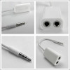 4 poles 3.5mm Audio Male to 2 Female Y Cable (white) - Wholesale at Look4Computer Canada