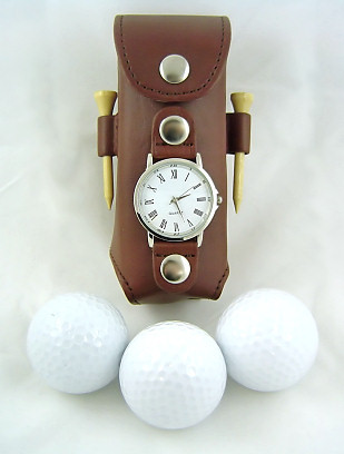 Golf Ball Leather Holder w/3balls