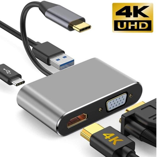 USB-C to HUB PD HDMI+VGA+USB adapter - Wholesale at Look4Computer Canada
