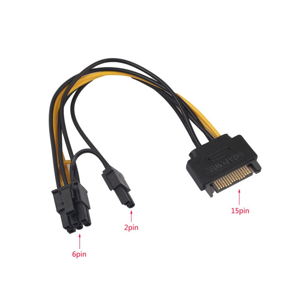 SATA 15 Pin Male to PCI-e 8 Pin (6+2) Video Power Adapter Cable