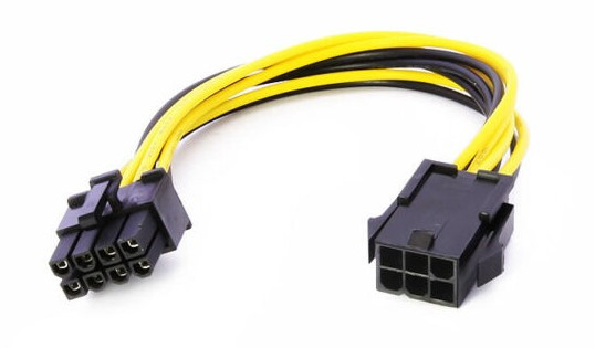 6 Pin Female to 8 Pin Male PCI-e Power Converter Cable - Wholesale at Look4Computer Canada