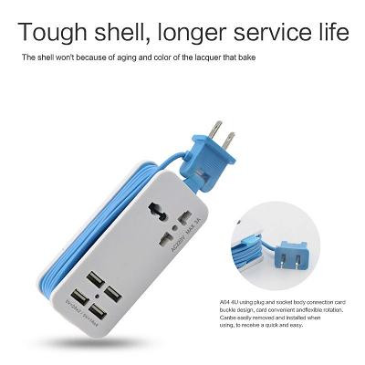 4-Port USB Charger W/Power Socket 4.2A/5V