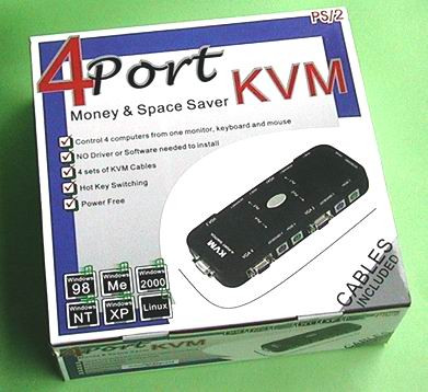 KVM SWITCH 4 PORT w/Cables