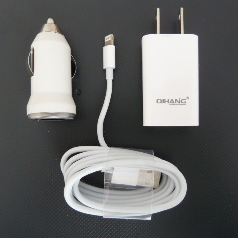 3-piece Iphone cable, wall charger & Car charger kit (white)