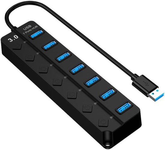 USB 3.0 7 Port HUB with switch + DC 5V 2A power adaptor for 7 ports Hub