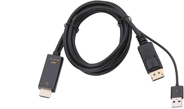 6 ft HDMI /M to DisplayPort /M 4Kx60Hz with 50cm USB power supply cable