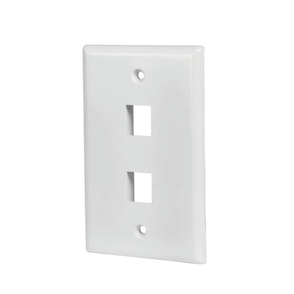 2 Port Keystone Wall Plate for RJ45 RJ11 RJ12 RCA F-Type Jack - White - Wholesale at Look4Computer Canada