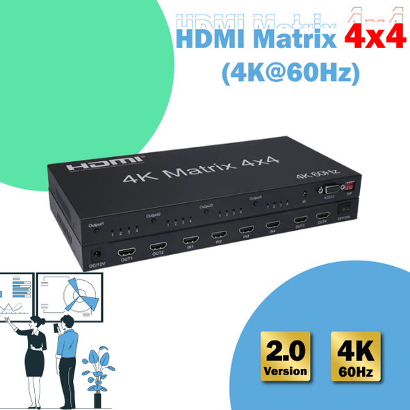 HDMI V2.0 Matrix Switcher 4x4 (4 in 4 out) - Wholesale at Look4Computer Canada