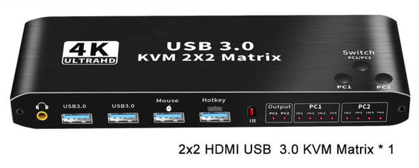 HDMI 2.0b KVM SWITCH Matrix 2x2 4K/60Hz  USB3.0 w/HotKey - Wholesale at Look4Computer Canada