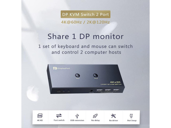 DisplayPort KVM SWITCH 2PORT USB