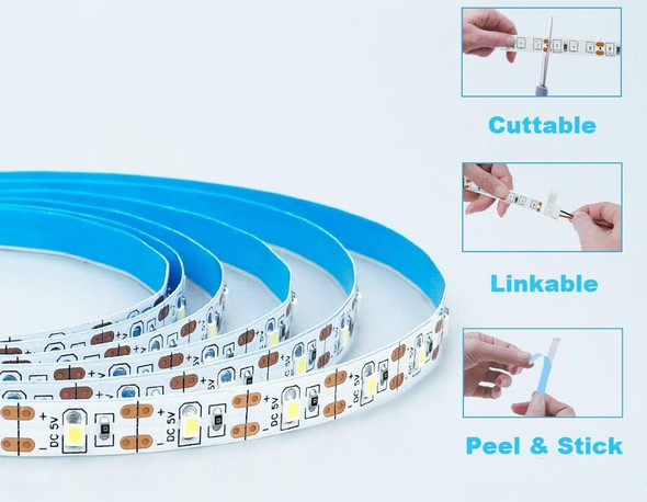 5M COOL WHITE LED strip 2835 60LEDs/meter 5V-POWERED - Wholesale at Look4Computer Canada